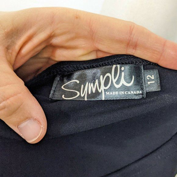 SYMPLI Black Asymmetrical Tunic Size 12 with Pocket Long Sleeves - Picture 6 of 7